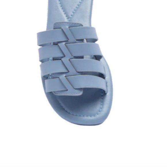 !! NEW !! Soft Vegan Leather Caged Slide Sandals in Blue - Picture 6 of 8